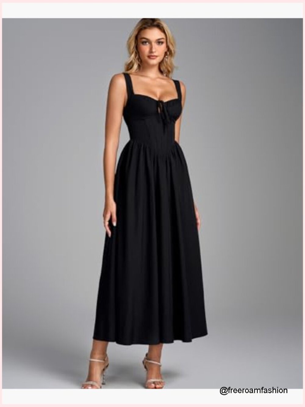 Midi Corset Dress Sweetheart Neckline Lace Up Back Formal Wedding Guest - Picture 2 of 6